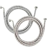 PLUMBINGMASTER 15FT Stainless Steel Washing Machine Hoses with 90 Degree Elbows,Red and Blue Wash...