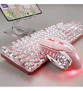 TK950 Wireless Typewriter Keyboard and Mouse Combo, 104 Keys Retro Typewriter Mechanical Keyboard...