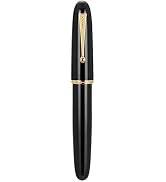 Jinhao 9019 Fountain Pen Dadao Series Black Acrylic Gold Trim #8 Medium Nib with Large Converter ...