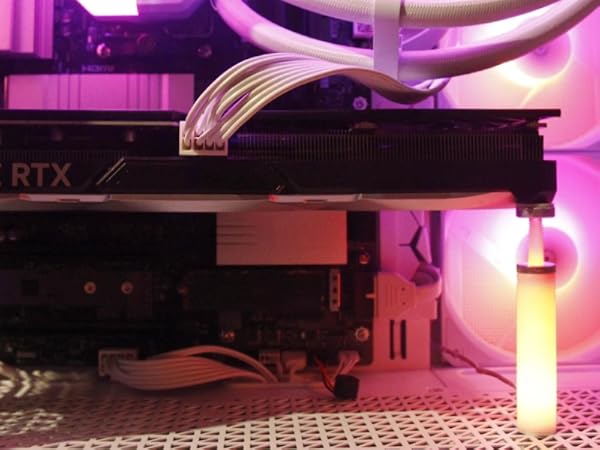 Support bracket installed in a gaming PC to prevent graphics card sag