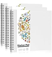 3 Pack Marker Paper Pad, 8.3×8.9in Double Sided Bleedproof Sketch Pad, 135lb/200gsm Art Paper Spi...
