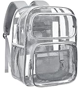 PACKISM Clear Backpack for School - 17 inch Large Heavy Duty Bookbag, Reinforced See Through PVC ...