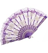 EOSAU Handheld Chinese Folding Fan Lace Hand Fans for Women Foldable Bulk for Party Wedding Churc...