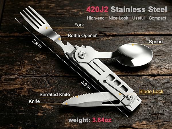 camping spoon fork knife combo
