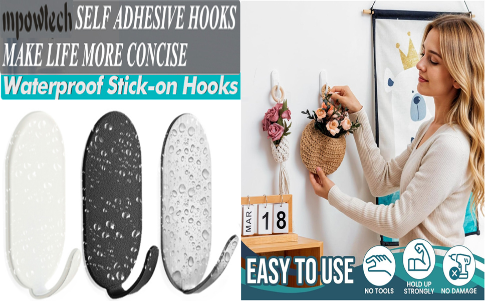 Adhesive Hooks Heavy Duty,Self Adhesive Wall Hook