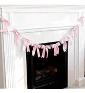 Bow Garland Banner - 10Pcs Pre-Strung Satin Bows for Baby Shower, Birthday, Bridal Shower, Weddin...