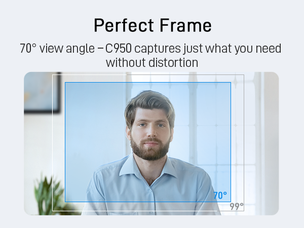 EMEET C950 Webcam for PC 70° FOV is perfect for solo calls