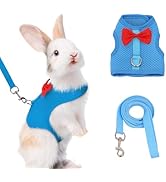 AIITLE Bunny Harness and Leash Set with Cute Bow, Soft Breathable Mesh Vest Harness for Rabbits K...