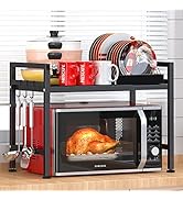 Pusdon Extendable Microwave Oven Rack, Adjustable Microwave/Toaster Shelf Heavy Duty Stand Kitche...