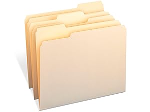 Basics Manila Folders, 1/3-Cut Tab Letter-Size Folders