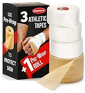 Premium White Athletic Tape for Injuries - 3pk Zinc Oxide Tape + Pre-wrap - Easy Tear Sports Athl...