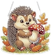 Bowetile Fall Diamond Art Hanging Kits for Adults Kids, Hedgehog Diamond Art Suncatchers, 5D Spec...