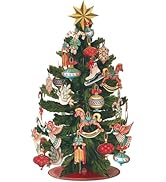 Freshcut Paper Pop Up Christmas Tree, 15 inch Holiday Tree Decoration & Centerpiece with Rustic R...