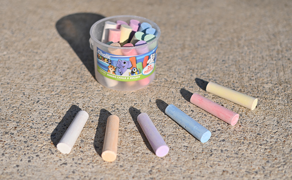 Assorted Colors Bright Vibrant Sidewalk Chalk Bucket with Handle Jumbo Chalk