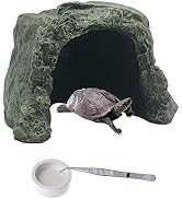 PINVNBY Large Reptile Hideout Cave,Resin Rock Hides Habitat Decor Lizard Box Shelter Tortoise Bas...