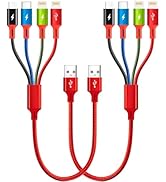 Short Multi Charging Cable, 1Ft/2Pack Multi Charging Cord, 4 in 1 Multiple USB Charger Cable,Fast...