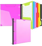 INFUN All-in-one Telescoping Binder Notebook, Refillable 3 Ring Notebook Binder - Pink