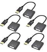 URELEGAN DisplayPort to DVI Adapter 5-Pack, DisplayPort to DVI-D Male to Female Adapter Cable Sin...
