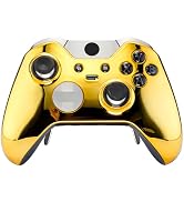 eXtremeRate Chrome Gold Replacement Faceplate Front Housing Shell with Thumbstick Accent Rings fo...