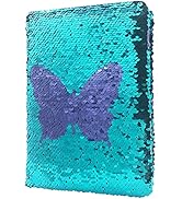 GINMLYDA Sequin Girls Journal for Kids, 8.5x5.5 Inches 160 Lined Pages Diary for Girls Butterfly ...