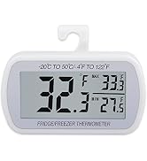 AEVETE Waterproof Digital Refrigerator Thermometer Large LCD, Freezer Room Thermometer with Magne...