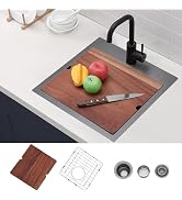 UFaucet Balck Drop in Bar Sink, 18x18 Top Mount Small Kitchen Sink, 18 Inch Stainless Steel Wet B...