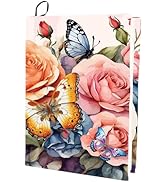 CRASPIRE Rose Stretchable Book Cover Flower Butterfly Washable Reusable Large Nylon Book Protecto...