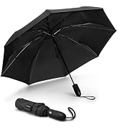 G4Free Windproof Travel Umbrellas for Rain 46inch Double Canopy Automatic Compact Umbrella with S...