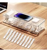 Cable Organizer Storage Box with Lid - Clear Phone Charger Cord Organizer Case - Cables Wire Mana...