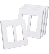 CML Matte White Decorator Screwless Wall Plate, 2-Gang Outlet Covers, 4 Pack Decorative Light Swi...