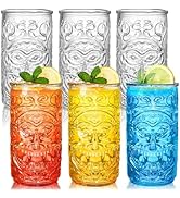 Pumtus 6 Pack Tiki Glasses, 18 OZ Clear Tiki Cocktail Cups, Exotic Tropical Shot Drink Mug, Moder...