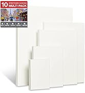 KINGART 818-10 White 10 Pc. Multi-Pack Stretched Artist Canvas, Gesso Primed - 100% Cotton Rectan...