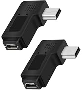 YANBORONSN 90 Degree Left Angle Mini USB Male to Micro USB Female Adapter, Supports Charging & Da...