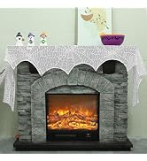 Lulu Home Halloween Decoration, 96 x 18 inch Fireplace Mantle Scarf Cover with Spider Patterns, C...