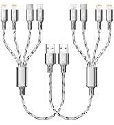 ASICEN Multi Charging Cable 2Pack 1Ft Short Multi Charging Cord Braided 4 in 1 Multiple USB Cable...