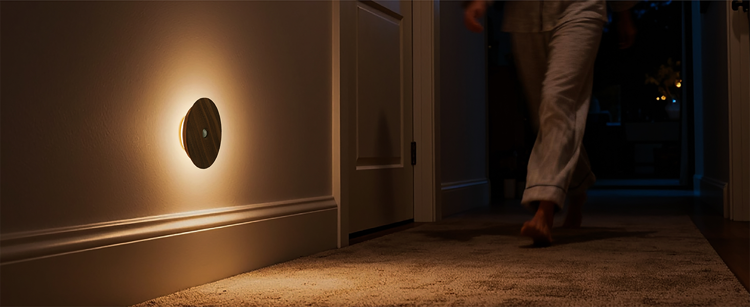 wooden motion sensor night light for hallway