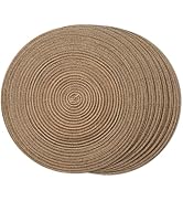 FunWheat Round Braided Placemats Set of 6 Place mats for Dining Tables Woven Heat Resistant Table...
