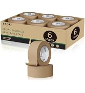 EFOK 6 Rolls Brown Packing Tape 2 Inch Bulk, 2025 Upgrade Kraft Paper Packaging Tape, 2 Inch x 55...