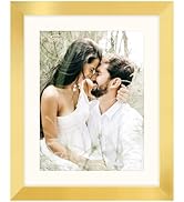 SNXJWA Gold 8x10 Picture Frame with Mat for 6x8 Display, Desk Wall Photo Frame for Horizontal and...