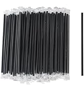 Disposable Black Plastic Boba Straws 9 Inch - 8mm Wide Diameter Individually Wrapped (1200 Count ...