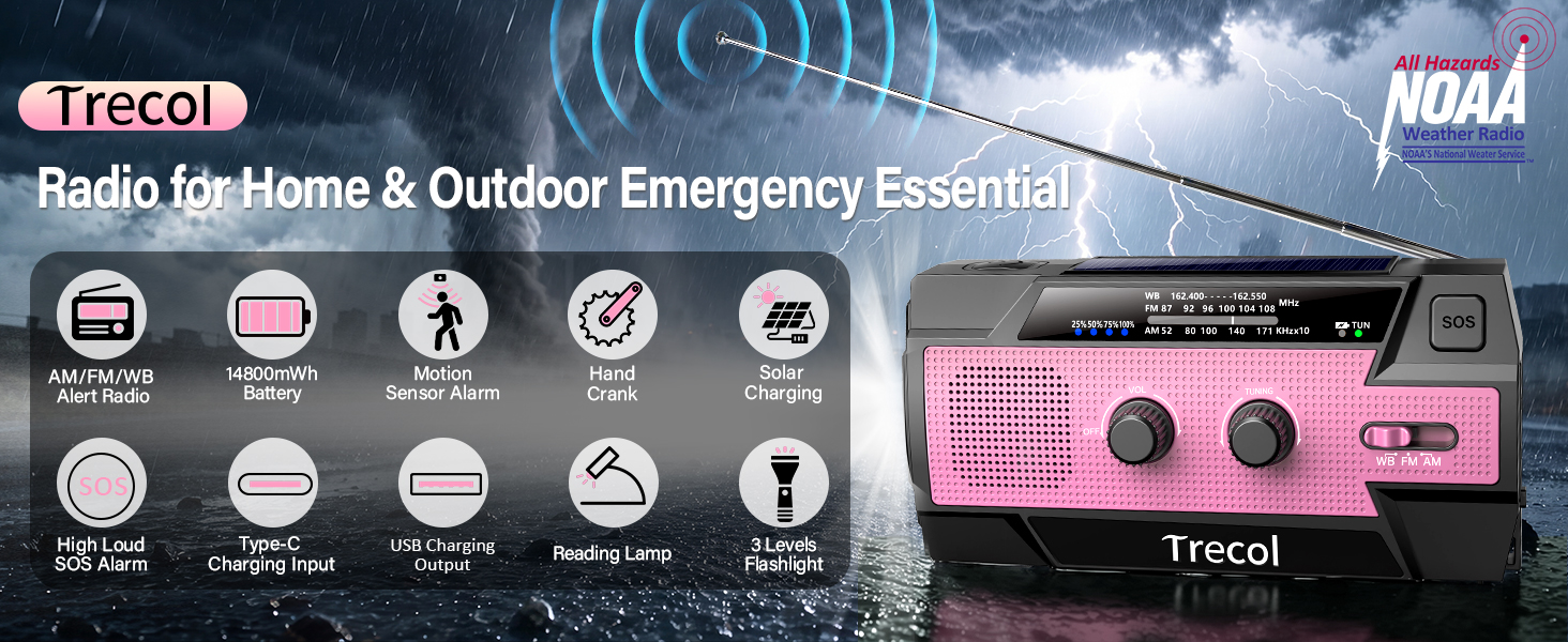 Emergency radio crank radio weather radio