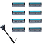 ETbyto Retractable Long Handle Back Shaver Razor Refills, 8ct | 3 Blade Razor for Men, Shaving Bl...