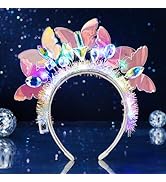 JEAIRTS Light Up Butterfly Headband Sparkly Rhinestone Headpiece Led Crystal Rave Costume Headwea...