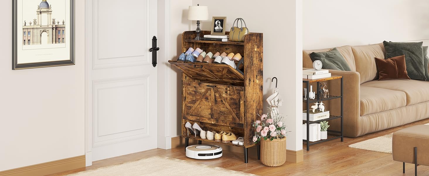 Shoe Cabinet with 2 Flip Drawers