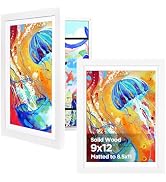 KINLINK 9x12 Kids Art Frames Set of 2, Solid Wood Kids Artwork Frames Changeable with Acrylic Fro...
