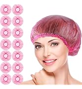 100Pcs Pink Disposable Shower Caps for Women Plastic Shower Caps Shower Hat Large Shower Cap Elas...
