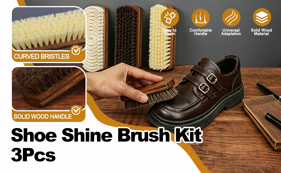 MAXIMILIAN Shoe Shine Brush Kit 3Pcs