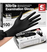 Schneider Medical Black Nitrile Exam Glove, Latex Free Powder Free Disposable Gloves for Cooking,...