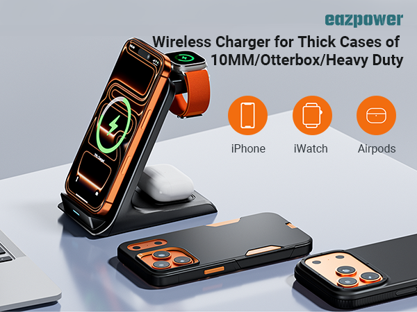 wireless charger for thick cases 3 in 1 charger stand iphone