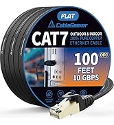 Cat 7 Shielded Ethernet Patch Cable 100 ft Black (Highest Speed Cable) Cat7 Flat Internet Network...
